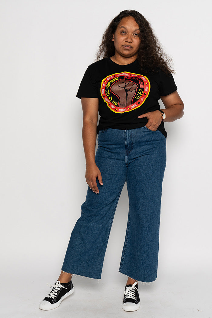 Bitja Mulana (Fire Spirit) RYB NAIDOC 2024 Black Cotton Crew Neck Women’s T-Shirt