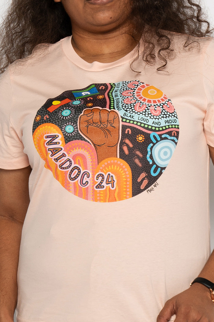 Celebrating NAIDOC 2024 Pale Pink Cotton Crew Neck Women’s T-Shirt