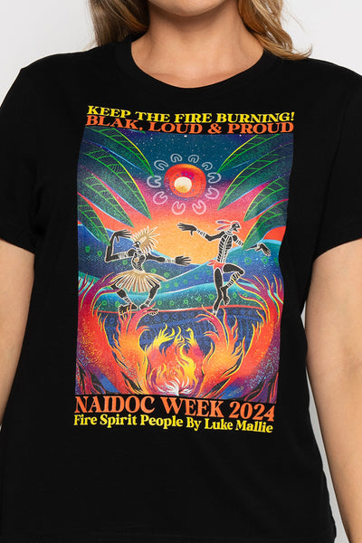 Fire Spirit People NAIDOC 2024 Black Cotton Crew Neck Women’s T-Shirt