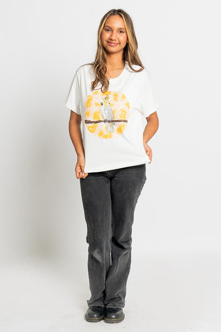 Cockatoo (Djarring) 'Australian Wildlife Conservancy' Natural Cotton Crew Neck Women's T-Shirt
