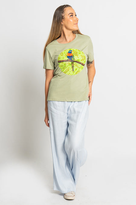 Lorikeet 'Australian Wildlife Conservancy' Pistachio Cotton Crew Neck Women's T-Shirt
