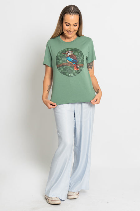 Kookaburra (Durdilapka) 'Australian Wildlife Conservancy' Sage Cotton Crew Neck Women's T-Shirt