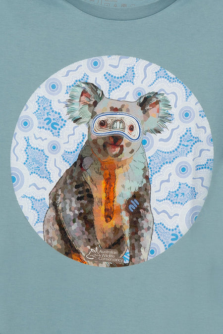 Koala (Gurrburr) 'Australian Wildlife Conservancy' Pale Blue Cotton Crew Neck Women's T-Shirt