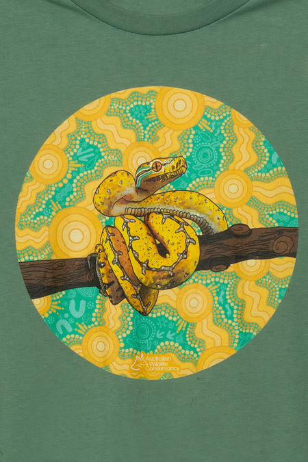 Python 'Australian Wildlife Conservancy' Sage Cotton Crew Neck Women's T-Shirt