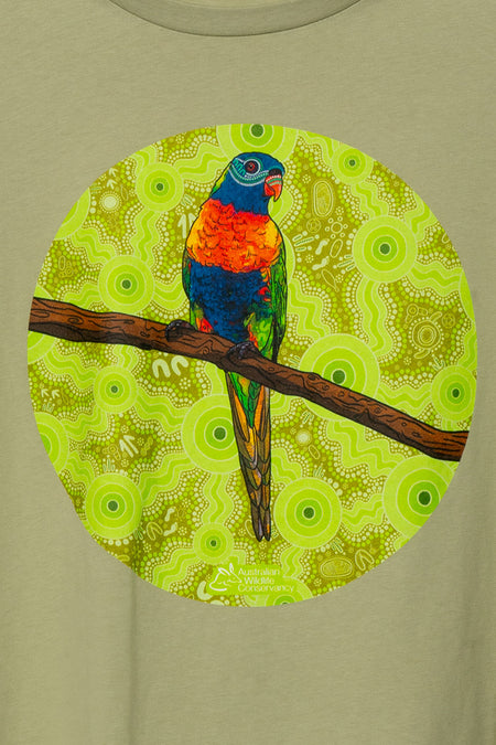 Lorikeet 'Australian Wildlife Conservancy' Pistachio Cotton Crew Neck Women's T-Shirt