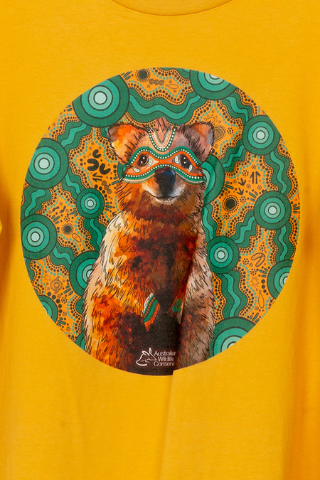 Quokka 'Australian Wildlife Conservancy' Mustard Cotton Crew Neck Women's T-Shirt