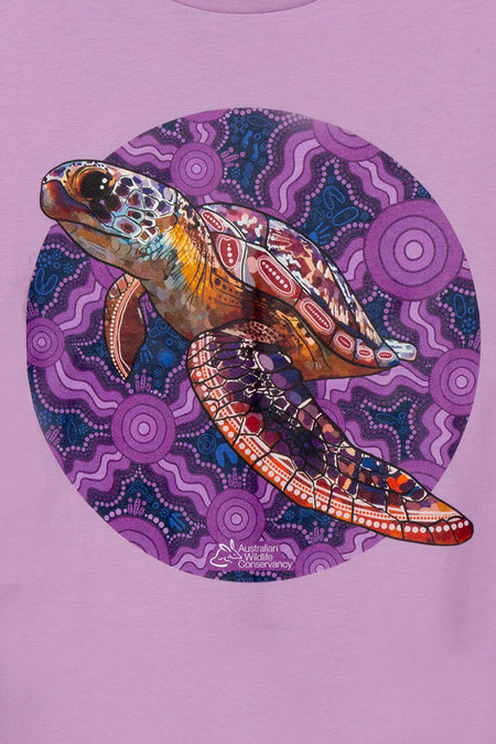 Sea Turtle 'Australian Wildlife Conservancy' Lavender Cotton Crew Neck Women's T-Shirt