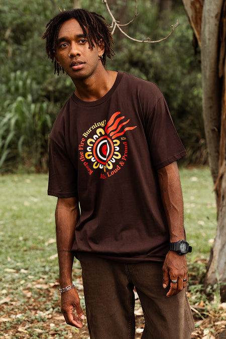 Campfire NAIDOC 2024 Dark Chocolate Cotton Crew Neck Unisex T-Shirt
