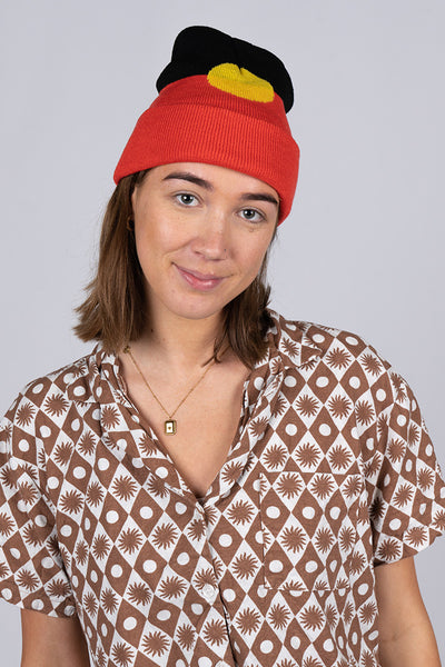 "Raise The Flag" Aboriginal Flag (Full Print) Red & Black Acrylic Beanie