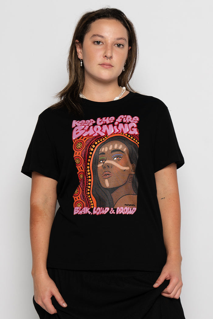 Fire Within NAIDOC 2024 Black Cotton Crew Neck Women’s T-Shirt