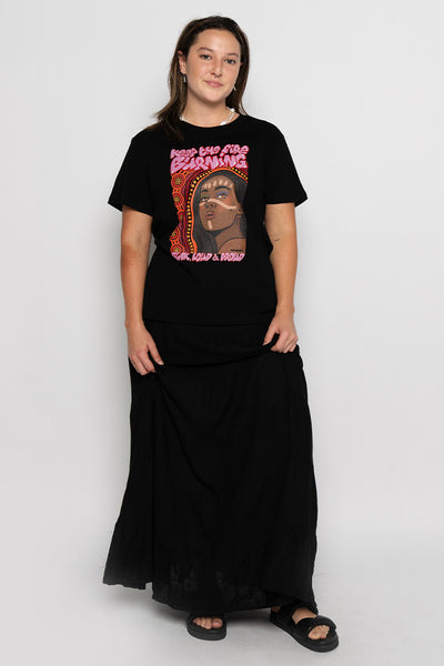 Fire Within NAIDOC 2024 Black Cotton Crew Neck Women’s T-Shirt