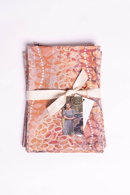 Gubarr (Red Ochre) Linen Placemat (4 Pack)