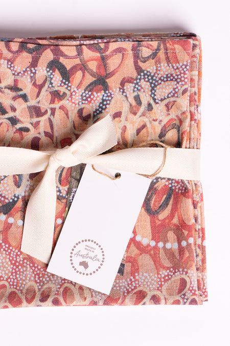 Gubarr (Red Ochre) Linen Napkin (4 Pack)