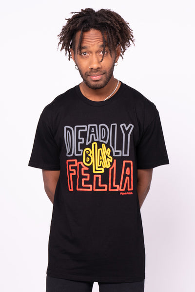 Deadly Blak-Fella Black Cotton Crew Neck Unisex T-Shirt