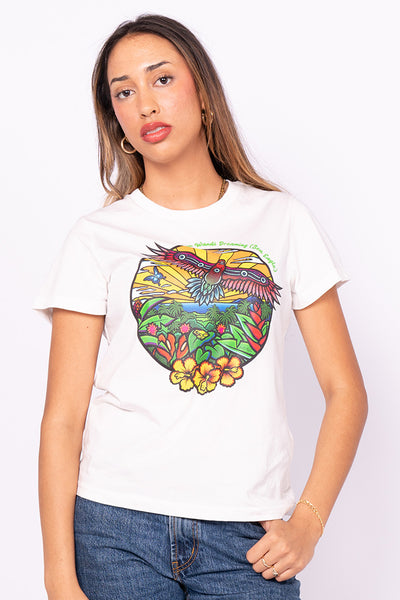 Jalun Wandi Dreaming (Sea Eagle) Natural Cotton Crew Neck Women's T-Shirt
