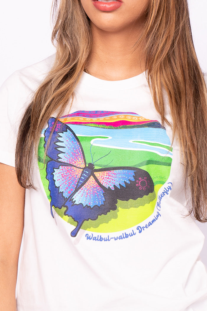 Walbul-walbul Dreaming (Butterfly) Natural Cotton Crew Neck Women's T-Shirt
