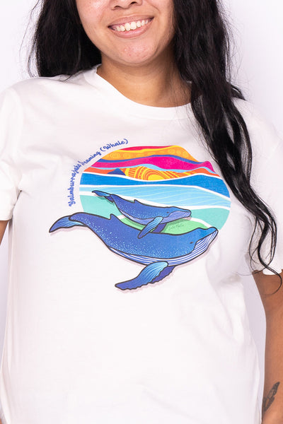 Yalmburrajaka Dreaming (Whale) Natural Cotton Crew Neck Women's T-Shirt