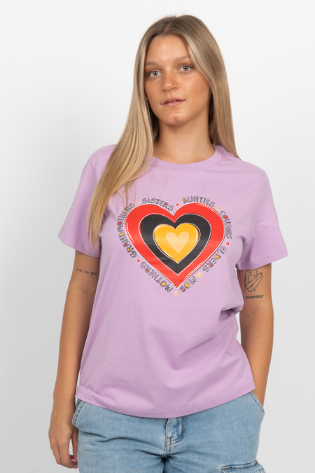 Sisterhood Heart Lavender Cotton Crew Neck Women's T-Shirt