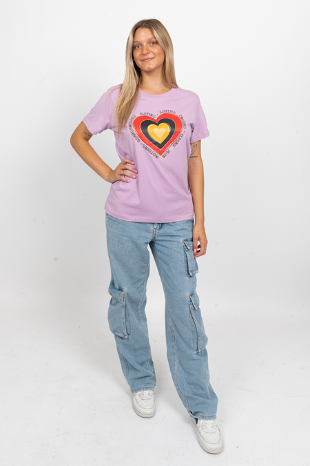 Sisterhood Heart Lavender Cotton Crew Neck Women's T-Shirt