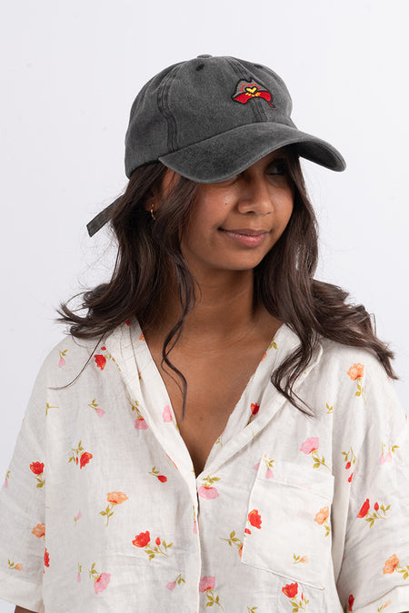 Australia Map Flag Black Vintage Washed Cap