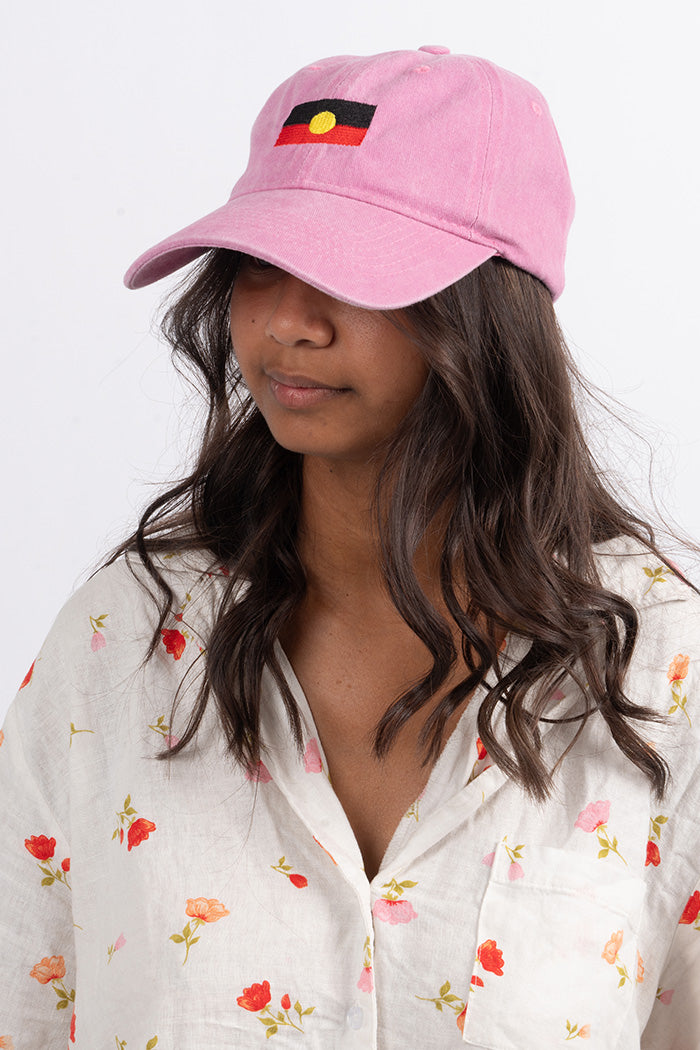 "Raise The Flag" Aboriginal Flag Pink Vintage Washed Cap