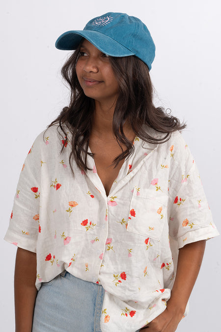 Our Heart Flag Aqua Vintage Washed Cap