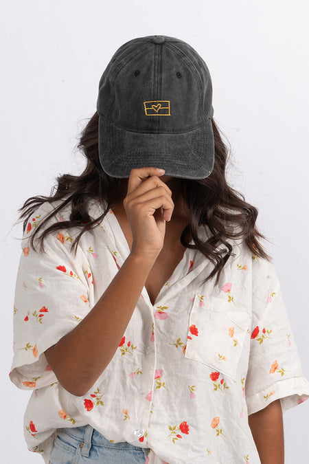 Heart Aboriginal Flag Black & Gold Vintage Washed Cap