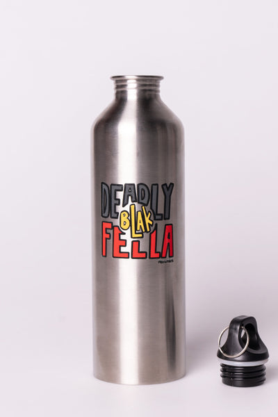Deadly Blak-Fella Silver Stainless Steel Water Bottle