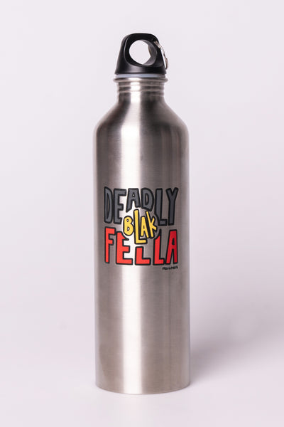 Deadly Blak-Fella Silver Stainless Steel Water Bottle