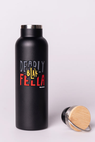 Deadly Blak-Fella Black Stainless Steel Water Bottle