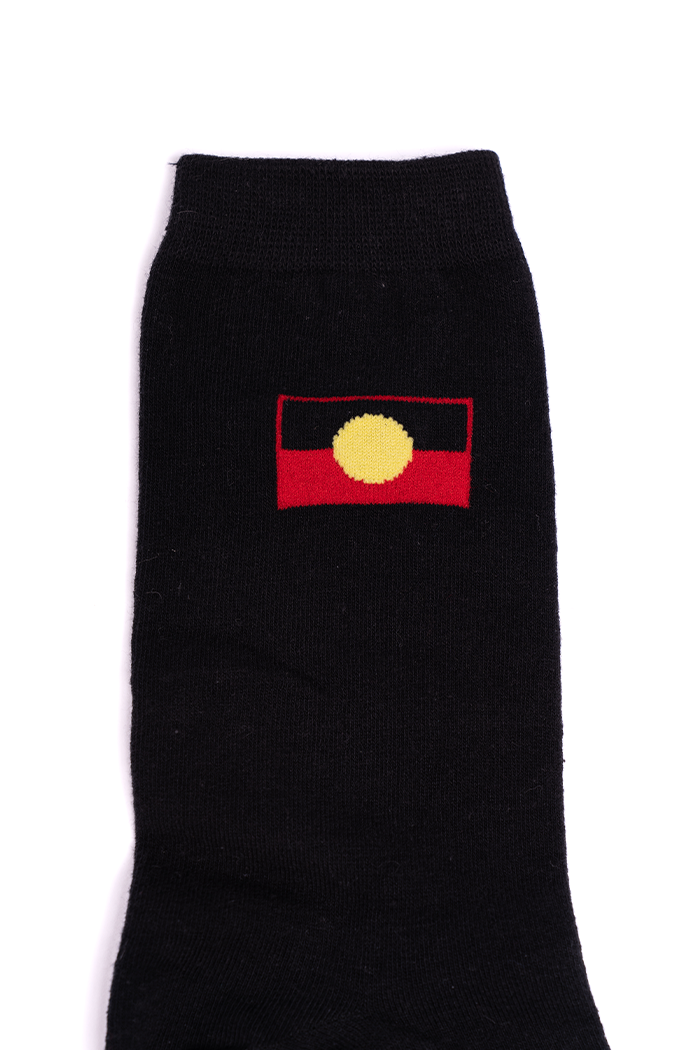 "Raise The Flag" Aboriginal Flag (Small) Black Crew Socks