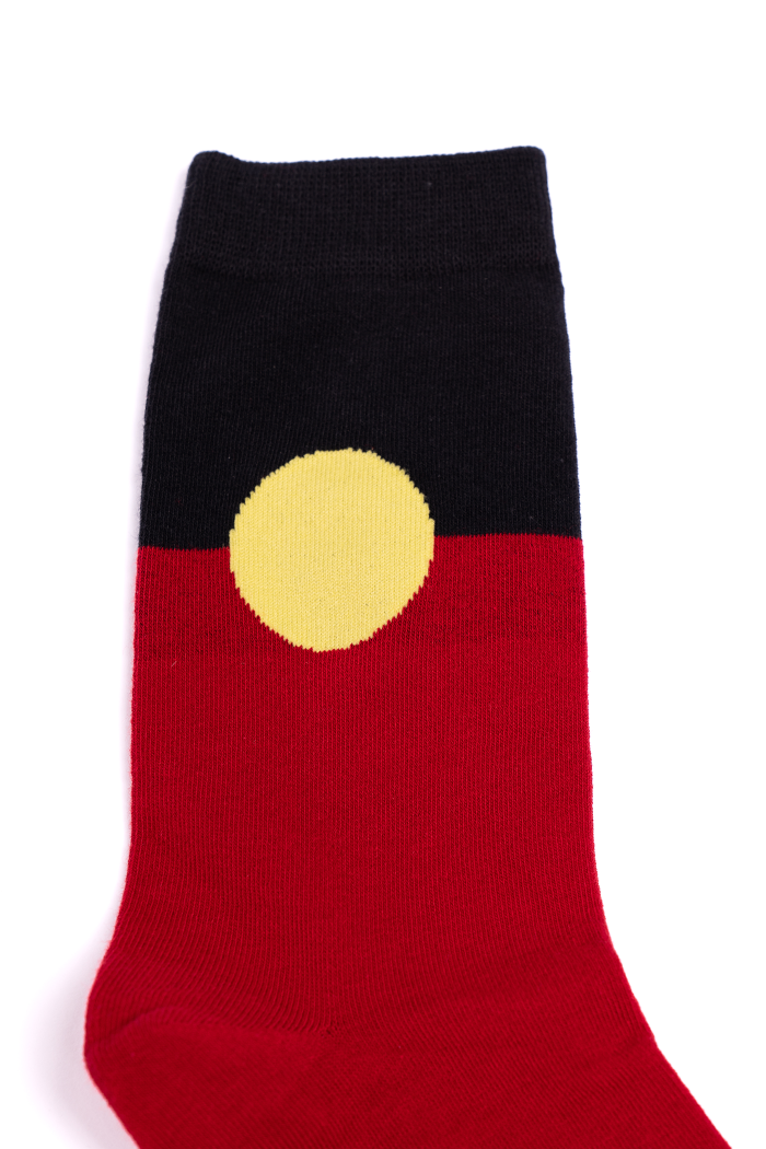 "Raise The Flag" Aboriginal Flag (Full Print) Red & Black Crew Socks