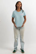 NAIDOC 2025 Pocket Print Monochrome Pale Blue Cotton Crew Neck Women's T-Shirt