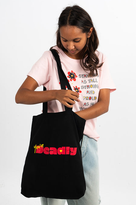 You're Deadly Black Long Handle Cotton Tote Bag