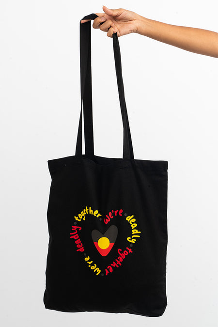 We're Deadly Together Black Long Handle Cotton Tote Bag