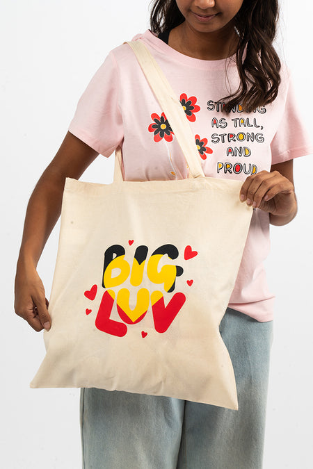 Big Luv Natural Long Handle Cotton Tote Bag