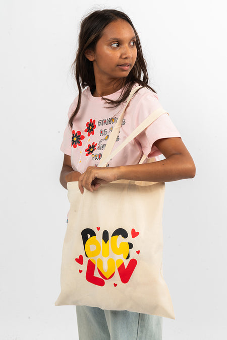 Big Luv Natural Long Handle Cotton Tote Bag