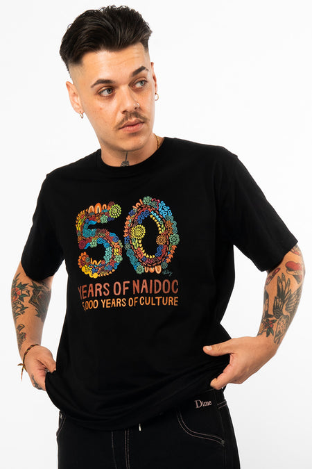 50 Years Of NAIDOC Black Cotton Crew Neck Unisex T-Shirt