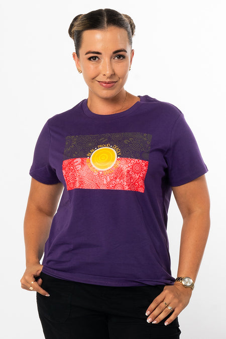 Blak, Proud & Deadly Purple Cotton Crew Neck Women's T-Shirt