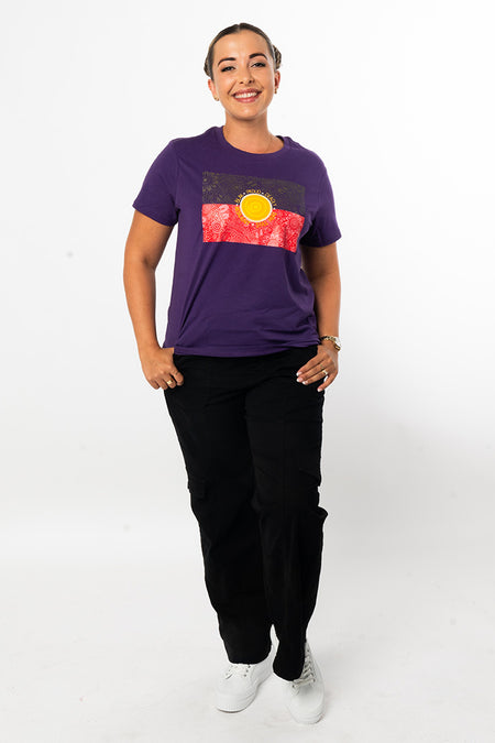 Blak, Proud & Deadly Purple Cotton Crew Neck Women's T-Shirt