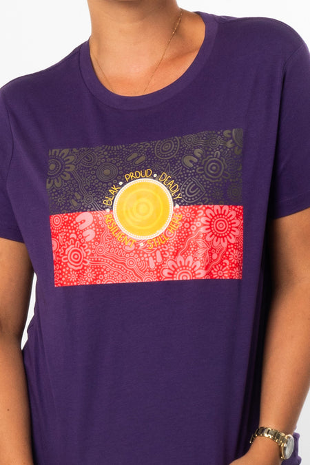 Blak, Proud & Deadly Purple Cotton Crew Neck Women's T-Shirt