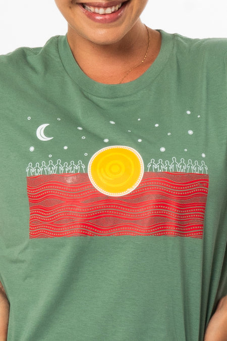 The Night Sky Flag Sage Cotton Crew Neck Women's T-Shirt