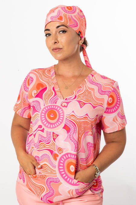 Leehan (Heart) Tie Back Scrub Caps