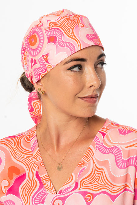 Leehan (Heart) Tie Back Scrub Caps