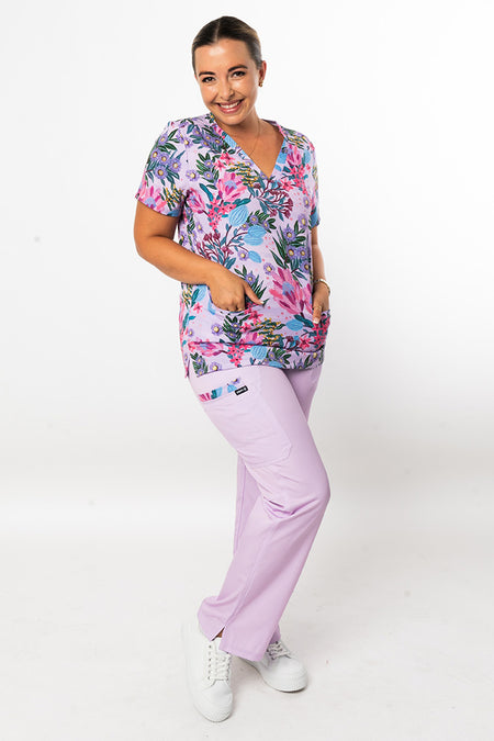 Pink Banksia Women's Cargo Scrub Pants