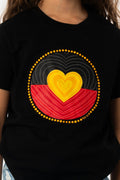 Proud Heart Black Cotton Crew Neck Kids T-Shirt