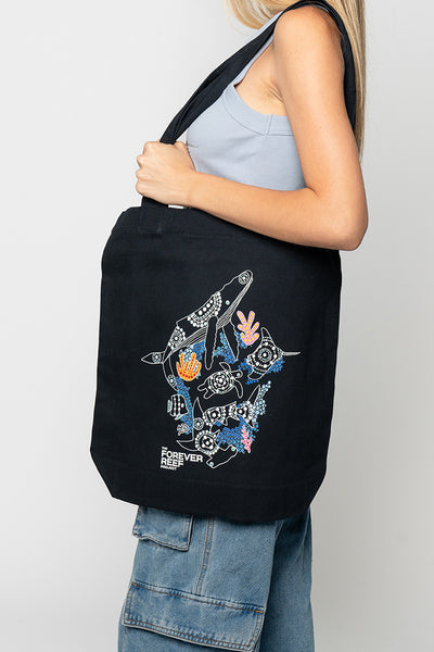 Protect Our Coral To Save Our Reef Navy Cotton Canvas Carry Bag