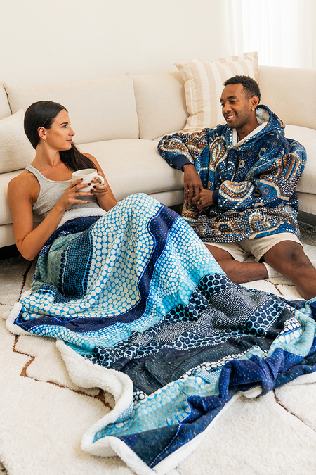 Garra-Goon (Ocean) (No.2) Sherpa Throw Blanket (150cm x 200cm)