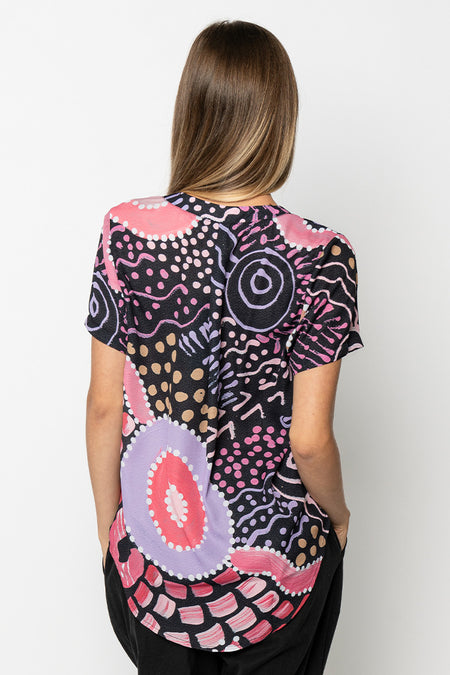 Sibling Journey V Neck Women's Short Sleeve Blouse