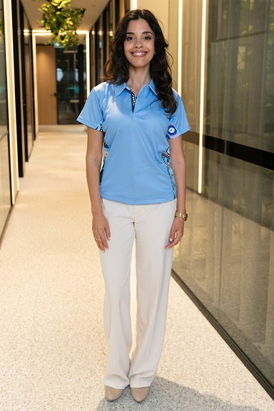 Future Dreaming Sky Blue Bamboo (Simpson) Women's Fitted Polo Shirt